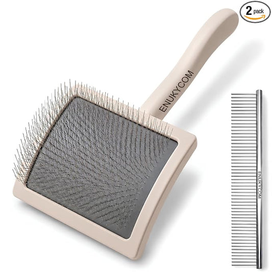 Specialized Grooming Tool for Great Pyrenees and Doodles - Dog Brush for Shedding & Long Haired Dogs, Slicker Brush for Dogs with Comb for Goldendoodles, Poodles & Labradoodles (Large)