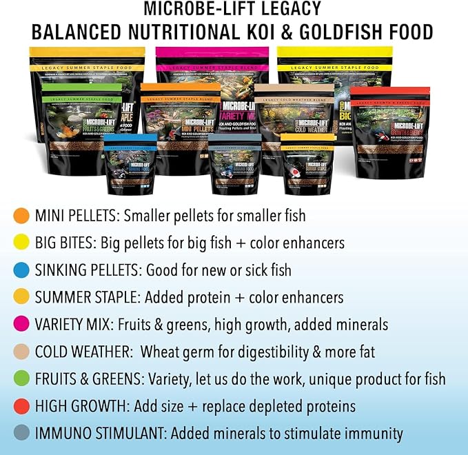 MICROBE-LIFT MLLWGSM Cold Weather Floating Fish Food Pellets with Wheat Germ for Ponds, Water Gardens, and Fountains, for Live Goldfish and Koi, 12 Ounces