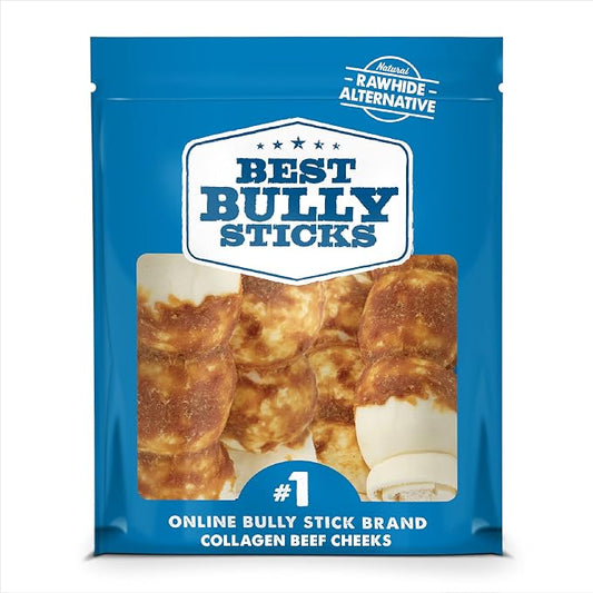 Best Bully Sticks Chicken-Wrapped Beef Cheek Treats - Large 4 Count (Pack of 1) - All-Natural, Collagen-Rich, Rawhide Alternative