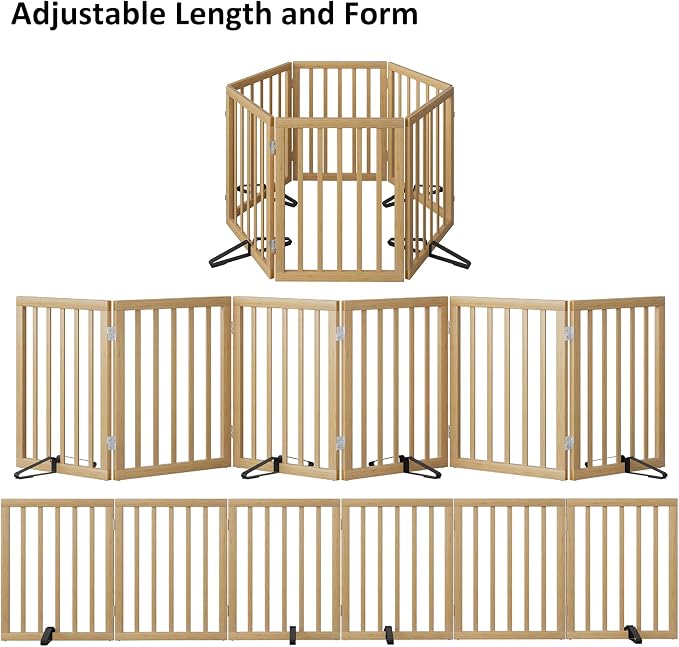 Extra Wide Dog Gates for Doorways, Bamboo Dog Gates for the House Stairs, Freestanding Pet Gates for Dogs, Doogie Puppy Fence Gate