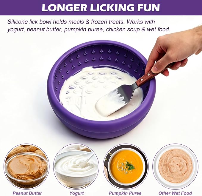 Slow Feeder Dog Bowls for Cats, Silicone Puzzle Pet Anxiety Relief Lick Mat | 2 cups,food-grade BPA free, strong suction,dishwasher safe,small medium large breeds , dry wet frozen food,slow down eating