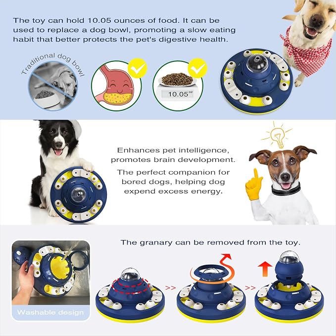 KADTC XL 2-Level Dog Puzzle Toy, Mental Stimulation for Dogs | 3 Cups central feeder adds shake-to-release rewards and adjustable channels for beginner-to-advanced play.