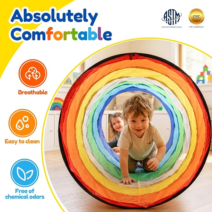 Kids Play Tunnel Tent for Toddlers, Colorful Pop Up Crawl Tunnel Toy for Baby or Pet with Breathable Mesh, Collapsible Gift for Boy and Girl Play Tunnel Indoor and Outdoor Game