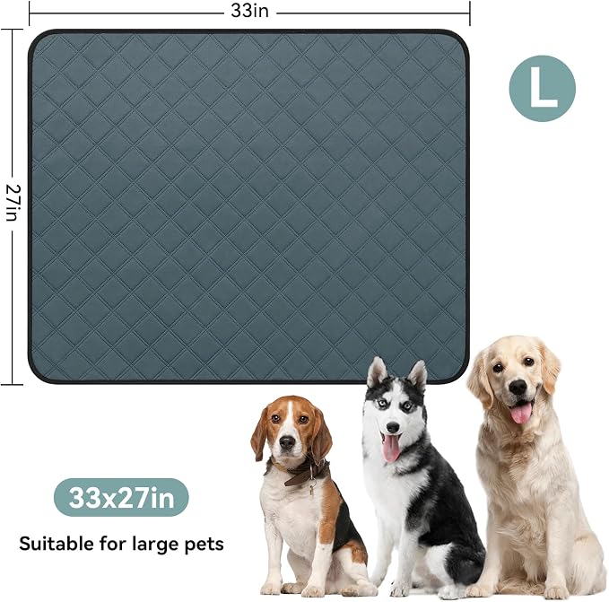 Siedihit Washable Reusable Pet Pee Pads, Absorbent Non-Slip Training Mat for Dog Cat Rabbit Puppy Kitten, Whelping Playpen Crate Bed Cage Home Indoor Outdoor (Large - 4pack, Rectangle)