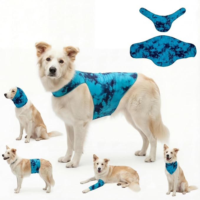 DAJIDALI® Dog & Cat Anxiety Vest & Spay Recovery Suit – Silent Adjustable Calming Wrap for Surgery & Thunderstorms – 2-Piece Cone & Recovery Onesie Alternative