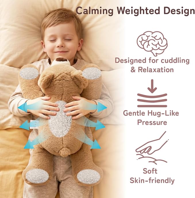 Niuniu Daddy 20" 3.3 lb Weighted Bear Stuffed Animal for Adults Kids, Giant Large Lying Teddy Bear Plush Toy, Soft Brown Bear Body Pillow for Sleeping, Gift for Christmas Birthday Holidays