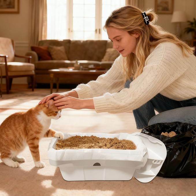 100 Count Cat Litter Box Liners - Fit Pura Max/Pura X, Self-Cleaning Cat Litter Box Replacement Litter Bags, Leak-Proof, 2.5 MIL Tear-Resistant, Drawstring Closure, Unscented Gray