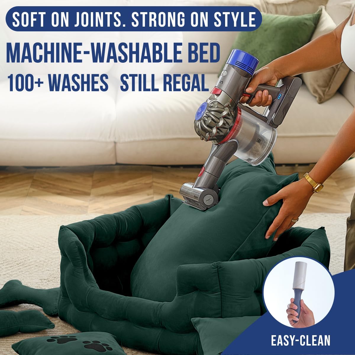 Luxury Cat and Dog Bed Chesterfield – Handcrafted Velvet Throne for Dogs | Joint Support, Calming & Temp-Regulating Comfort | Durable 5+ Years, Anti-Claw, Washable 100+ Times – S, Green