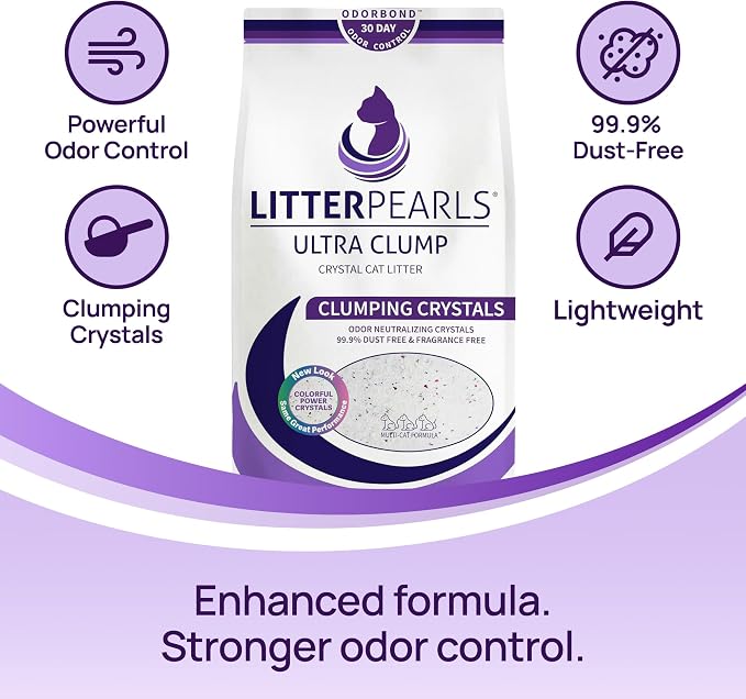 Litter Pearls Ultra Clump Unscented Crystal Clumping Cat Litter with Odorbond, 8 Pounds