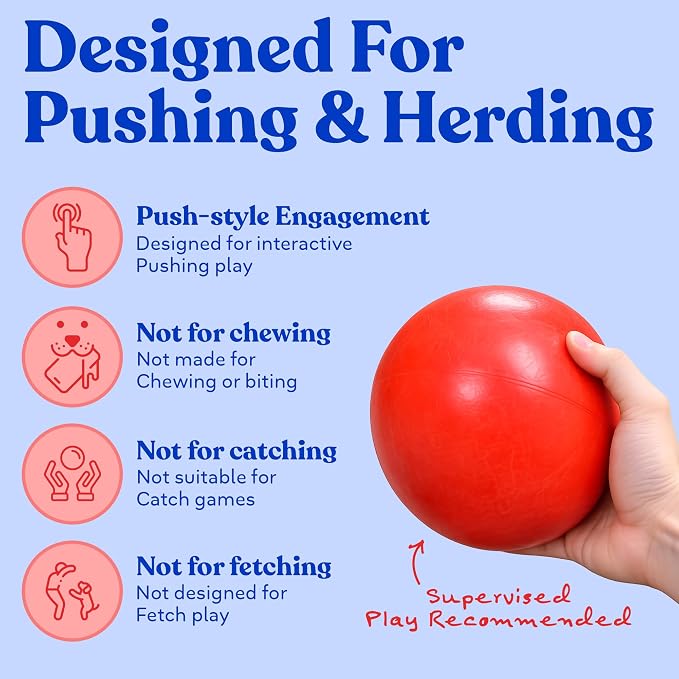Doggie Dooley Virtually Indestructible Dog Ball - 14 Inch Hard Plastic Interactive Dog Toy for Large Breeds Over 75+ lbs - Built for Herding & Push Play - Floats in Water, Made in USA -Colors May Vary