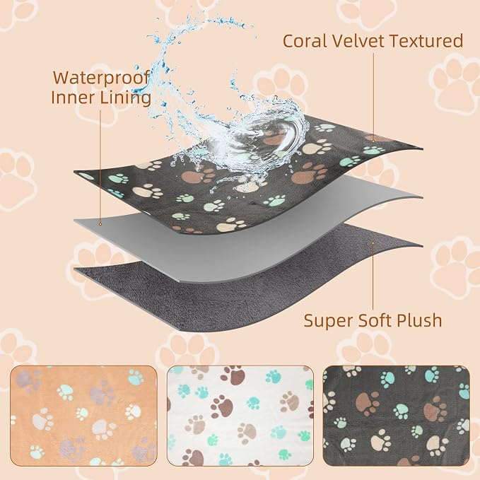 YUEPET Waterproof Guinea Pig Blankets Washable 3 Pack Small Animal Fleece Cage Liners Pet Soft Sleep Mat Pad Cover Warm Flannel Throw for Hamster Guinea Pig Rabbit Chinchilla Hedgehog Ferret 23"×16"