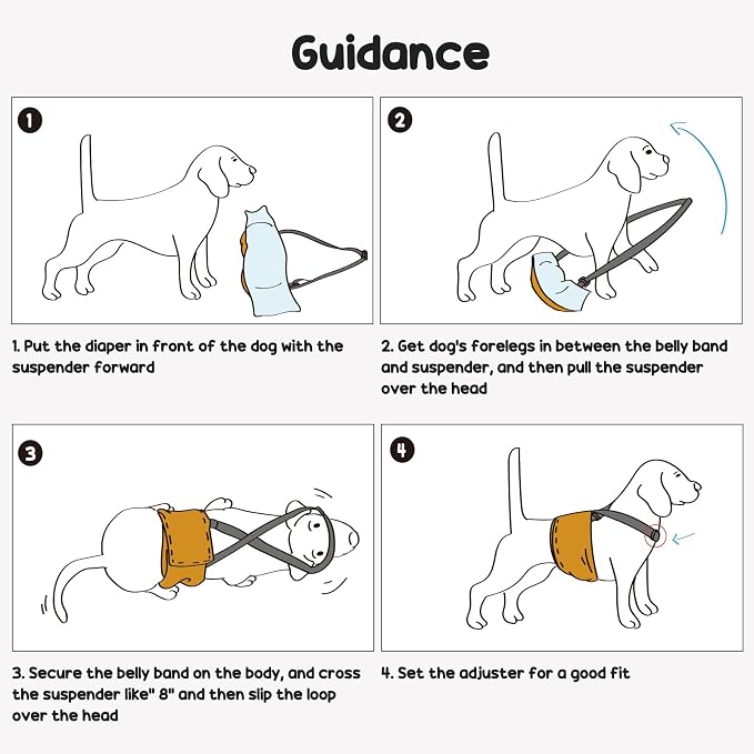 3 Pack Avont Male Dog Belly Band with Suspenders, Reusable Boy Doggie Diaper with Harness, Escape Proof, Non-Slip, Washable Doggy Pee Wraps for Small Medium Large Dogs
