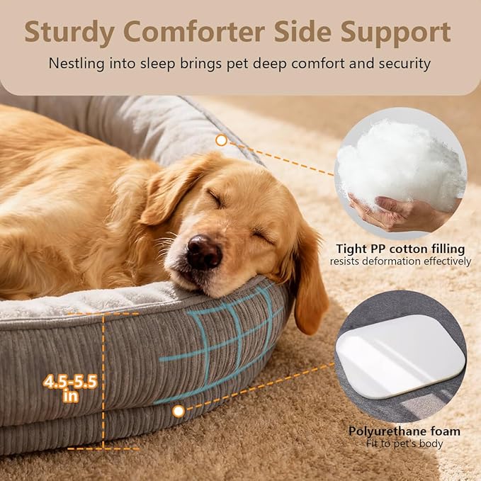 Washable Pet Cat Dog Bed Small Medium,Memory Foam Calming Pet Puppy Dog Crate Beds Cushion for Small Medium Dogs Indoor Cats Crate Pad,Pet Dog Cat Crate Mat with Detachable Bottom and Bolster Cushion