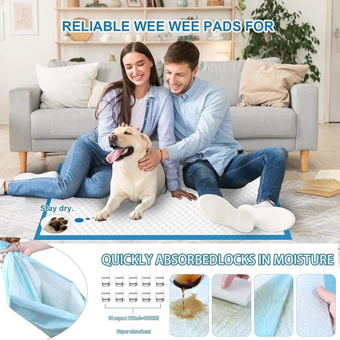 Puppy Pee Pads for Dogs 36"x55" 100 Count, Extra Large Dog Pee Pads, Leak-Proof & Super Absorbent Dog Pee Pads, Thicken Disposable Potty Pads Puppy Training Pads for Cats Rabbits