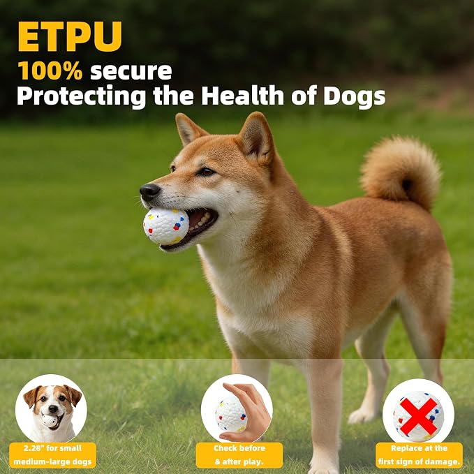 6 Pack Dog Toy Ball, 2.3 Inch ETPU Material, Automatic Ball Transmitter Replacement Ball, Suitable for Small and Medium Dogs, Suitable for 2.3 Inch Automatic Dog Ball Launcher