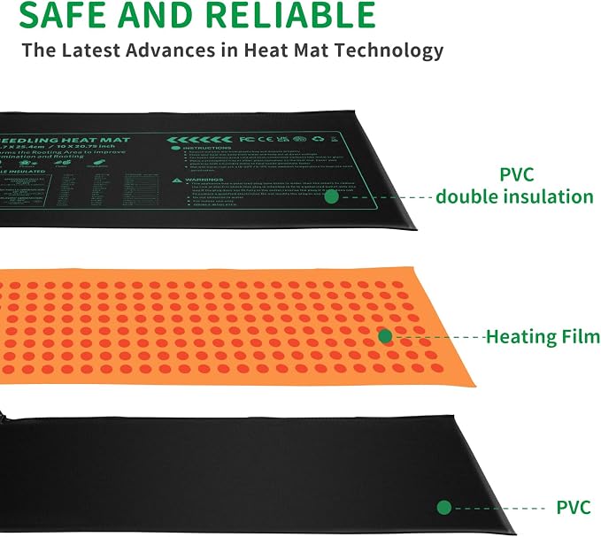 Seedling Heat Mat for Seed Starting,10" x 20.75" Waterproof Heating Pad for Indoor Plants Germination, Gardening, Hydroponic, Greenhouse