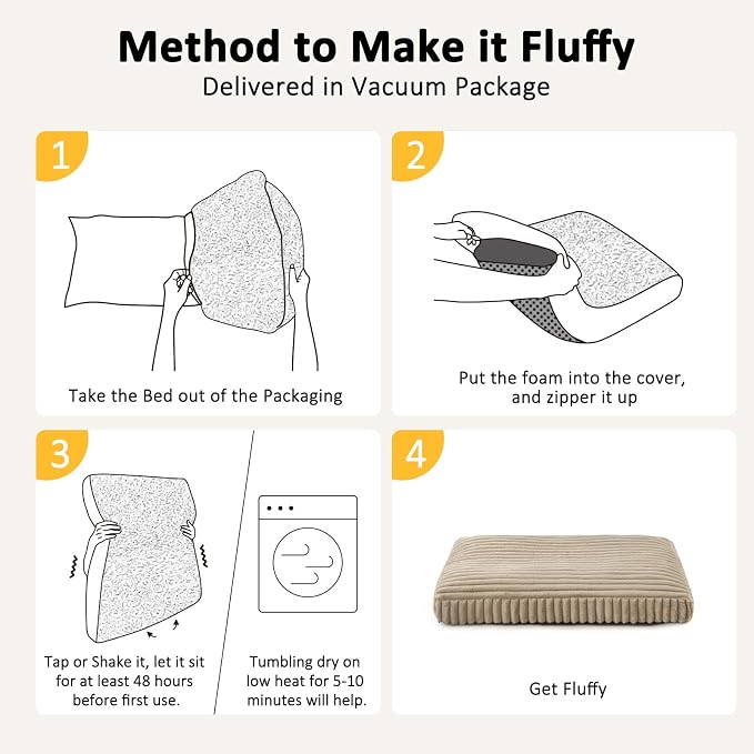 XL Dog Bed, Flat Pet Beds with Removable Washable Cover, Pet Mat Cute Dog Crate Bed Thick Shredded Chopped Crate Foam & Anti Slip Bottom for Indoor, 42"x27"x4"