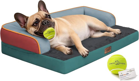 Comfort Expression Memory Foam Dog Bed - Washable Pet Bed for Big Dog Waterproof Orthopedic Dog Beds with Removable Cover ，Non-Slip Pet Couch Sofa- 36 x 27