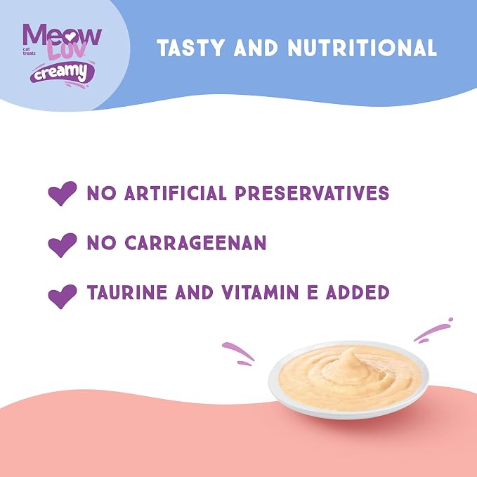 Ultra Chewy Meow Luv Lickable Cat Treats — Salmon Flavor Squeeze Tubes — Carrageenan Free, No Artificial Preservatives — Prebiotic Fiber, L-Taurine & Milk Thistle — 0.5 oz Tubes, Pack of 5