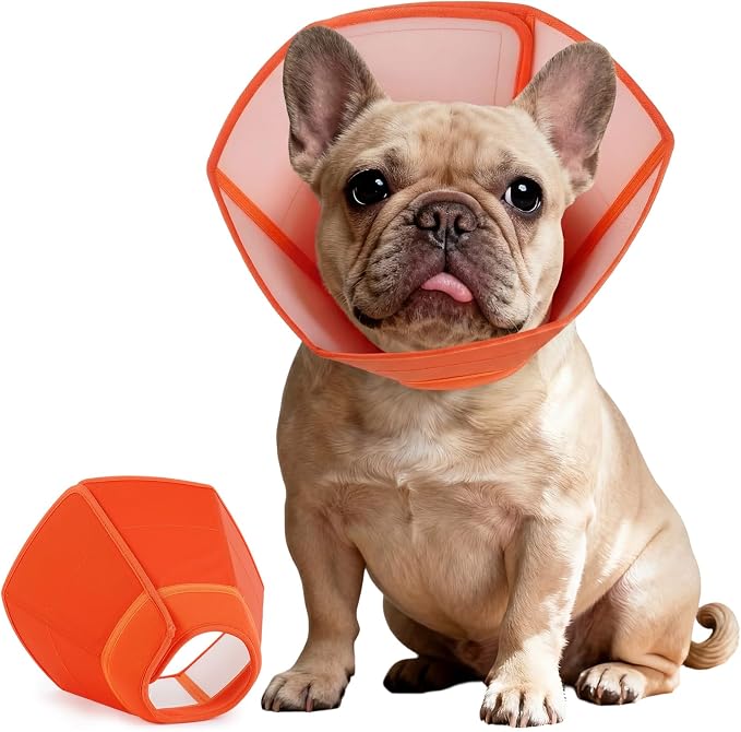 Comfortable Cone for Dogs Stop Licking, Lightweight Elizabethan Collar, Adjustable Anti-Licking Recovery Collar for Wound Care, Spay, Neuter, Soft Surgery Protection Guard, Orange, Size M
