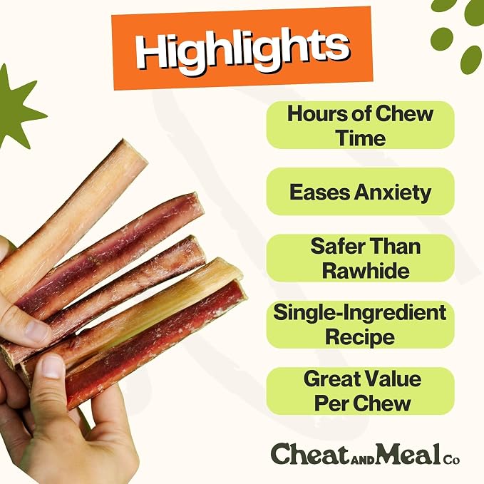 Bully Sticks for Medium & Large Dogs - Chew Toys for Aggressive Chewers, Standard 6 Inch (10 Count), Long Lasting, 100% Grass-Fed, Single Ingredient, Rawhide-Free, Free Range