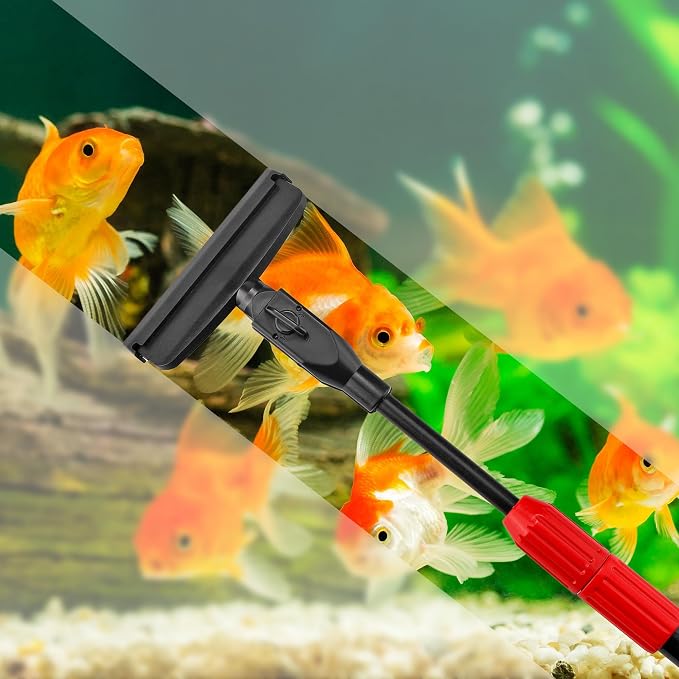 6-in-1 Aquarium Cleaning Tool Aquarium Algae Scraper for Fish Tank Including Fish Brush Sand Rake Pad Sponge Telescopic Handle Multi-Usage Aquariums Glass Cleaner Set for Slatwater Freshwater