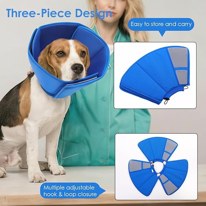 AOFITEE Soft Dog Cone Collar, Adjustable Cone for Dogs to Stop Licking, Dog Cones for Small Medium Large Dogs, Breathable Elizabethan Collar Wound Healing After Surgery(Blue,S)