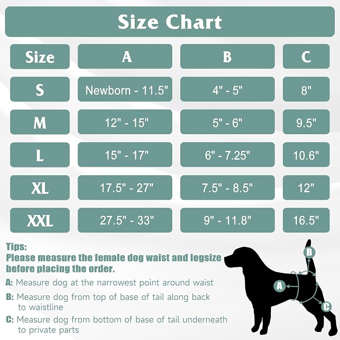 Dog Diapers Female 5pcs,Reusable Dog Doggie Puppy Doggy Diapers Female, Period Panties in Heat, Large