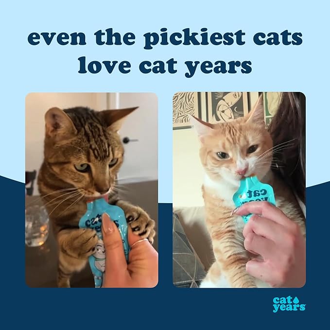 Cat Years Daily Lickable Cat Treat, Squeezable Hydration Booster, Supplement for Cats (Tuna (Pack of 7))