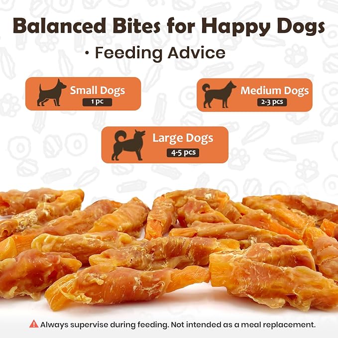 Chicken Wrapped Sweet Potato Dog Treats 2 Pound, Gluten & Grain Free Dog Chews for Puppy and Small Dogs