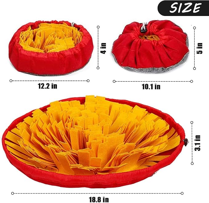 AWOOF Pet Snuffle Mat for Dogs, Interactive Feed Game for Boredom, Encourages Natural Foraging Skills for Cats Dogs Bowl Travel Use, Dog Treat Dispenser Indoor Outdoor Stress Relief (Yellow)