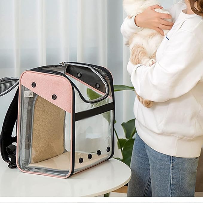 OLOTU Pet Backpack Expandable and Portable Cat Backpack, Adjustable Ergonomic Dog Backpack Carrier, Double Safety Security Design Cat Carrier Spacious