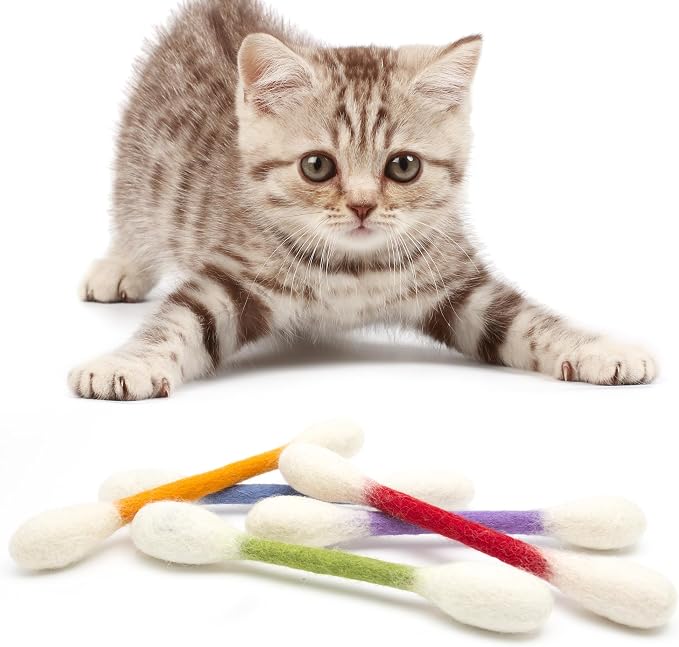 Glaciart One Swabs Cat Toys with Catnip - 12 Pk | Durable for Chew, Cute Cat Toys Interactive Kitty for Boredom, Exercise, & Play | Filled w/Organic Catnip for Anxiety & as Digestive Aid | Gift Idea