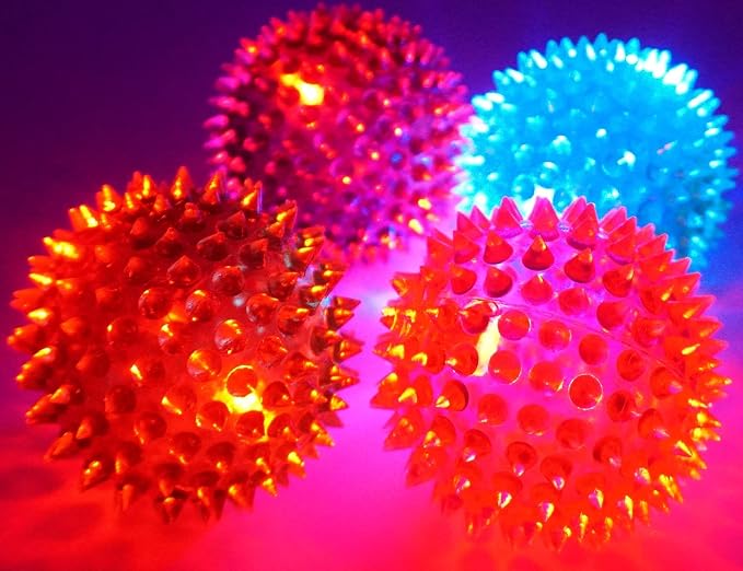 JA-RU Light Up Ball (1 Ball) Rubber Spiky Balls for Kids. Stress Relief Toy Autism Sensory Products. Dog Chew Toy Bulk Birthday Party Favors, Goodie Bag Stuffers. 699-1