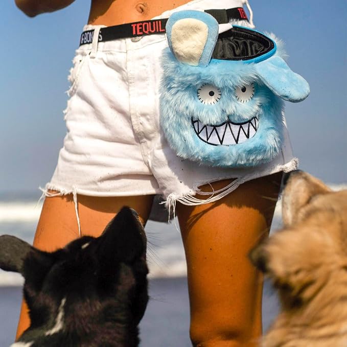 Tequila&Bones Dog Treat Bag Training Pouch, Hands-Free Dog Treat Pouch, Dog Walking Pouch, Waist Bag | Washable Inner Bag | with Belt, Clip & Drawstring Closure (REX)
