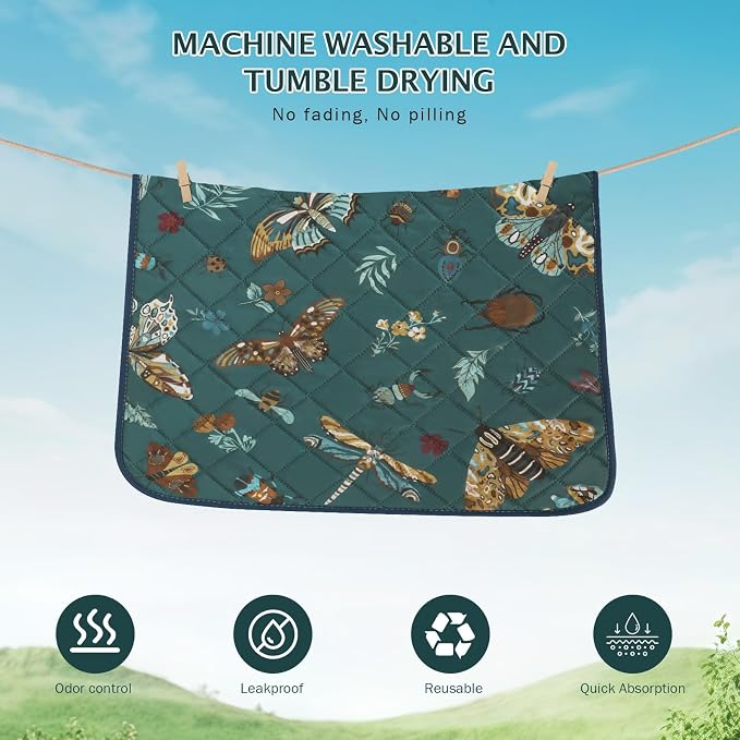 IEUUMLER Washable Pee Pads for Dogs, 2 Pack Insect Pattern Reusable Waterproof Puppy Potty Pads, Non-Slip Absorbent Pet Training Pads for Playpen Crate Bed EU014