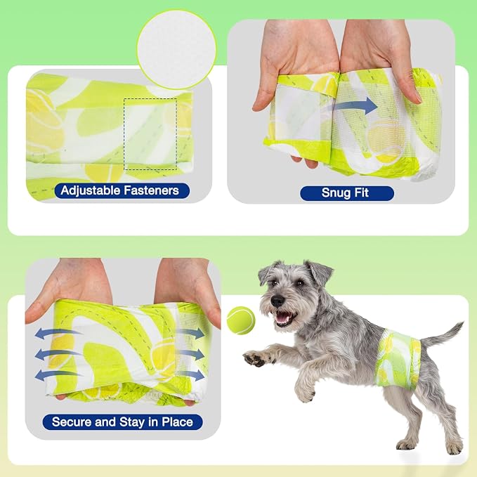 Dono Dog Diapers Male, Disposable Male Dog Wraps 60ct, Super Absorbent Doggie Diapers with Wetness Indicator, Leak-Proof Belly Band, Puppy Pampers for Excitable Urination, Incontinence, Medium