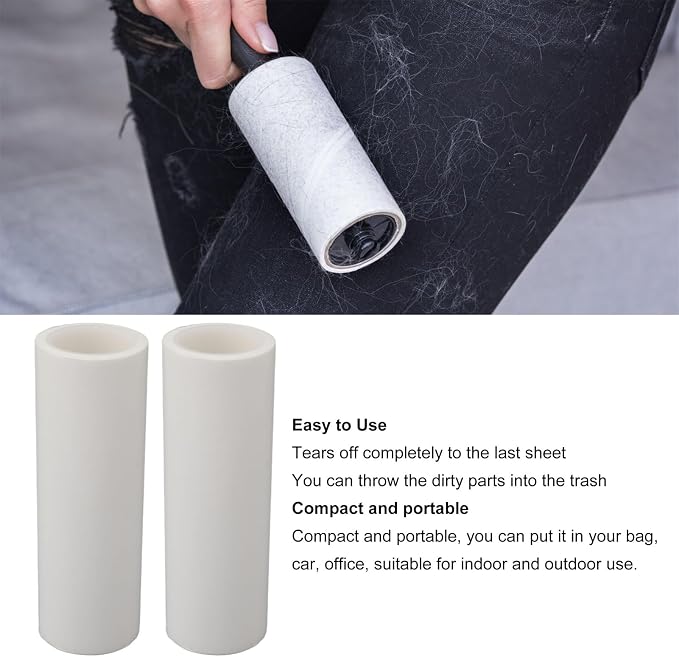 Lint Roller Refills 6 Inch, 5 Pack Extra Sticky Static Free Sheets for Clothes and Pet Hair - Strong Adhesion, Easy Roll - Off, Ideal for Clothes and Furniture (10 Inch)