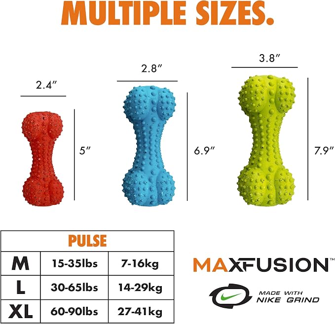 Max Fusion Made with Nike Grind, Arlee Rubber Bone Dog Toy, Dog Toys for All Dogs, Red Durable & Natural Rubber Chew Toy for Play, Fetch, Tug & Chewing, Medium, 1 Count