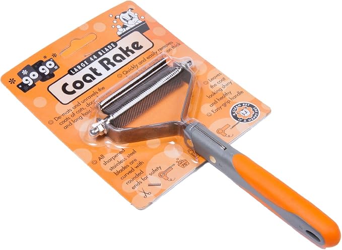GoGo Pet Products 44-Blade Super Deshedder Coat Rake Pet Grooming Tool, Large