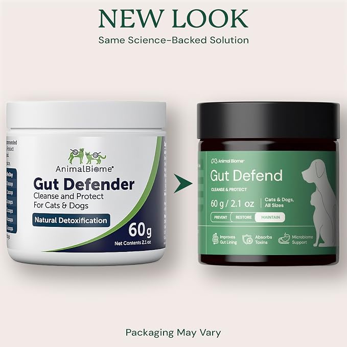 Animal Biome Gut Defend Health Supplement for Dogs & Cats 60g (70 Scoops), Supports Microbiome Balance, Toxin Binding, Natural Pathogen & Digestive Lining Defense, Detox & Immune Support, Food Topper