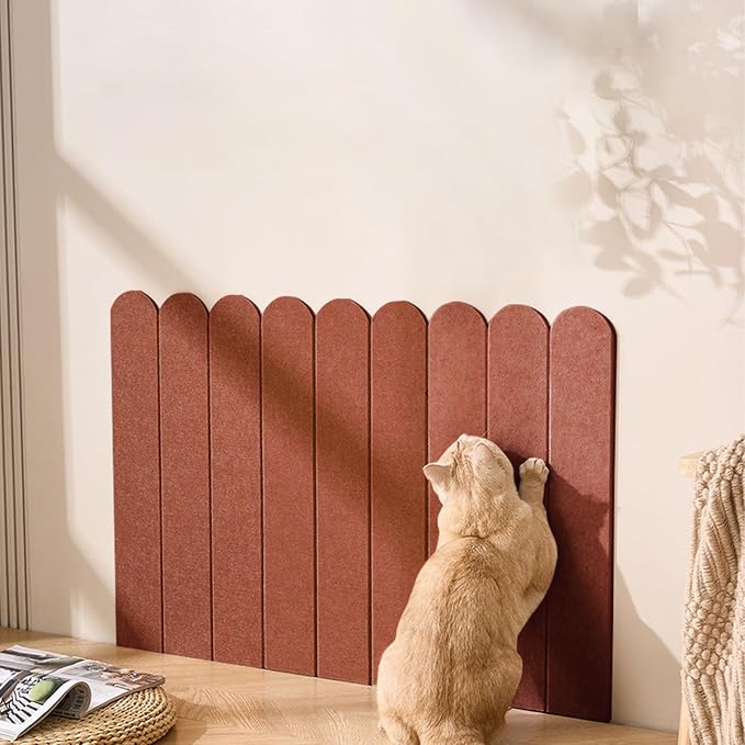 Cat Scratcher, Wall Scratchers for Indoor Cats, Vertical Scratching Posts, Cat Scratching Board, 3 Pieces Set Cat Scratch Furniture Protector (Red Coffee)
