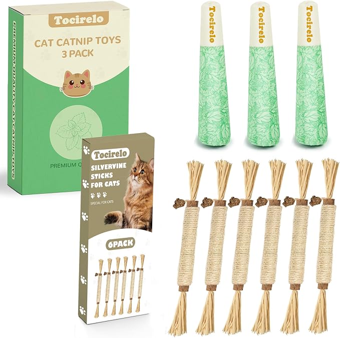Tocirelo Catnip Toys and Silvervine Sticks for Cats