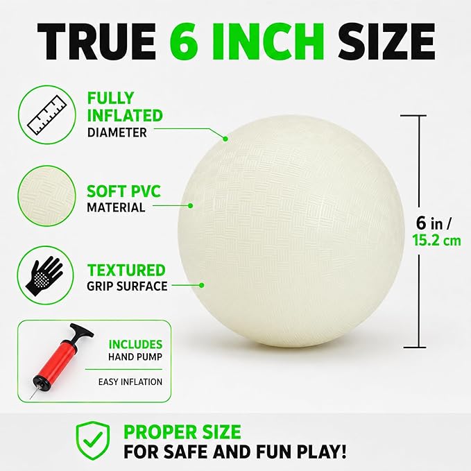 Hiboom Glow in The Dark Kickballs Dodgeballs, 8.5"/ 10"/ 6" Light up 4 Square Ball with Pump, No Battery Needed Playground Balls for Backyard School and Outdoor Night Activities