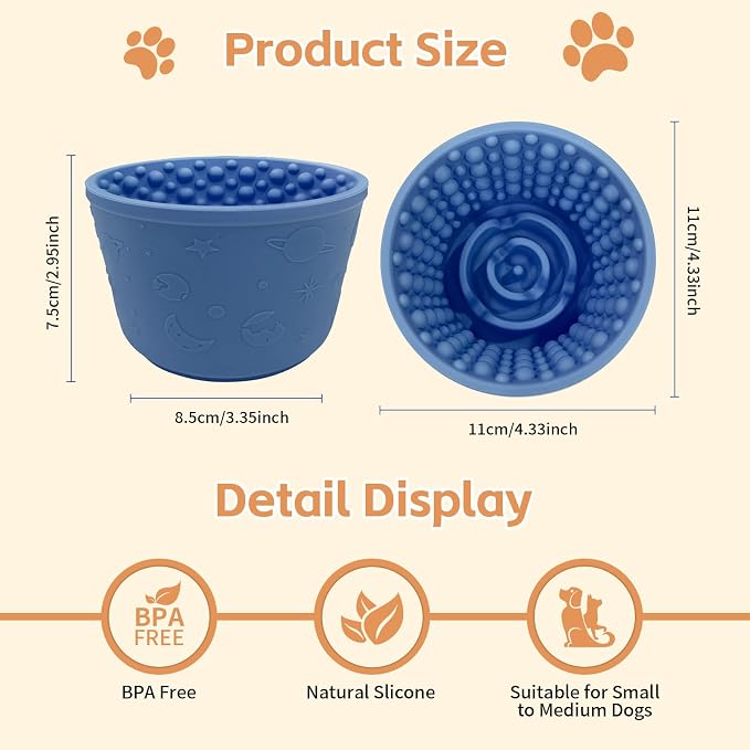 Dog Lick Bowl,Anxiety Relief Non-Slip Silicone Treat Bowl,Durable Anti-Choking Long-Lasting Enrichment Slow Feeder Licking Mat for Small Medium Large Breed,Freezable BPA Free Silicone Dishwasher Safe