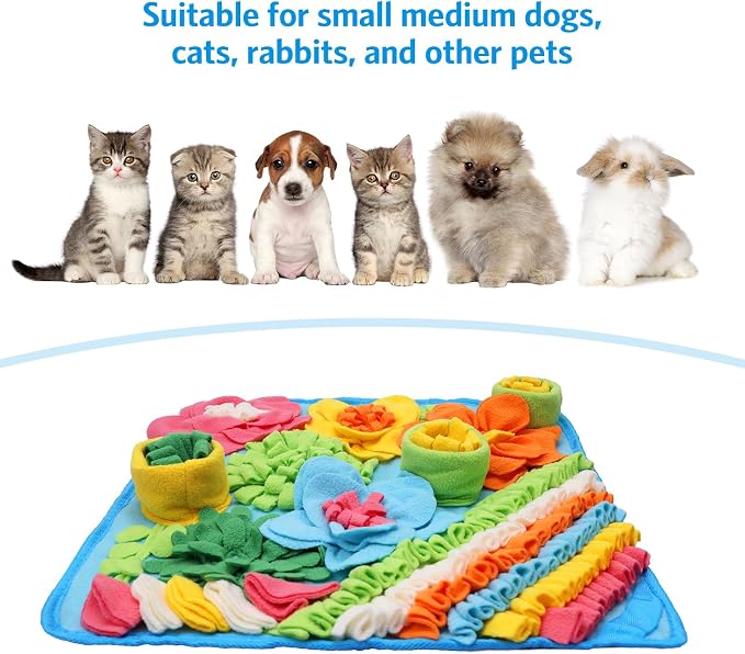 AMIR Snuffle Mat for Dogs, Sniff Mat Slow Feeding Mat, Encourages Natural Foraging Skills, Slow Eating, Help Stress Relief and Training, Dog Puzzle Toys, 15 inch