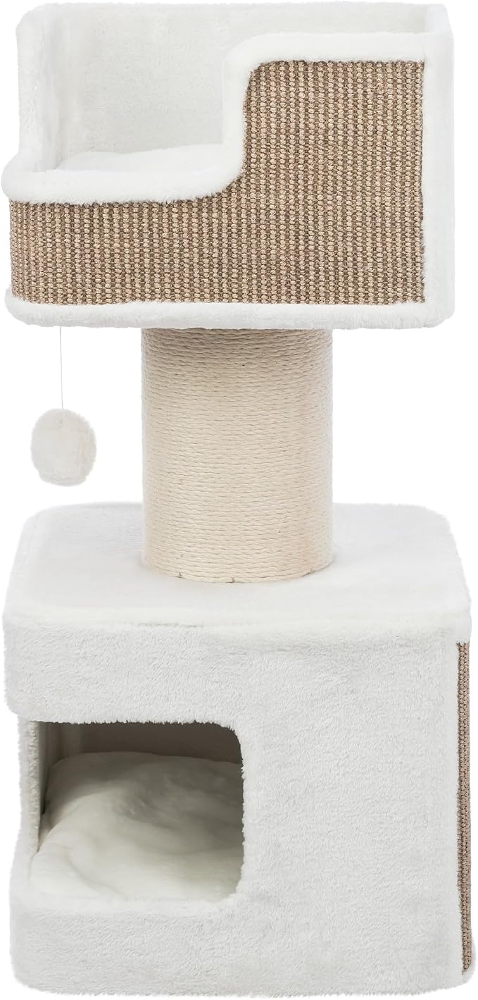 Trixie Ava Cat Tree – Cat Tower with Condo & Thick Scratching Post, Includes Removable Cushions – Indoor Cat Furniture for Scratching & Climbing – Brown, 16.5" x 16.5" x 33.9"