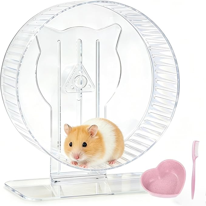 Silent Hamster Wheel 9.3 Inch, Quiet Spinner Running Wheel with Adjustable Stand & Non-Slip Track – Ideal Small Animal Cage Accessories for Hamsters Gerbils Dwarf Syrian Mice