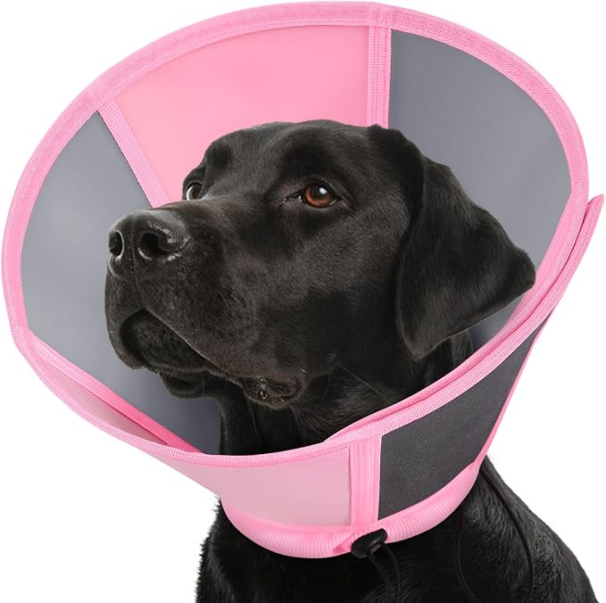 Dog Cones for Large Dogs, Soft Dog Cone to Stop Licking, Adjustable Cone for Dogs After Surgery, Pet Cone Collar Alternative for Wound Healing, Pink X-Large