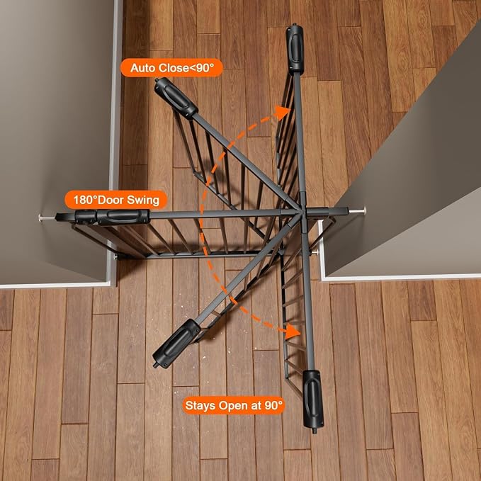 HOOEN 30" Tall Extra Wide Baby Gates for Doorways Stairs 86 to 105 Inch Large Long Pressure Mounted Dog Gates for the House Metal Tension Indoor Child Safety Gates for Kids or Pets